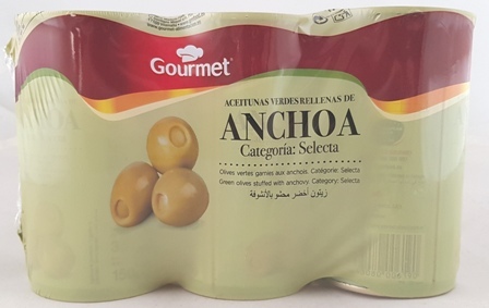 GOURMET GREEN OLIVES STUFFED ANCHOVY 3X150G